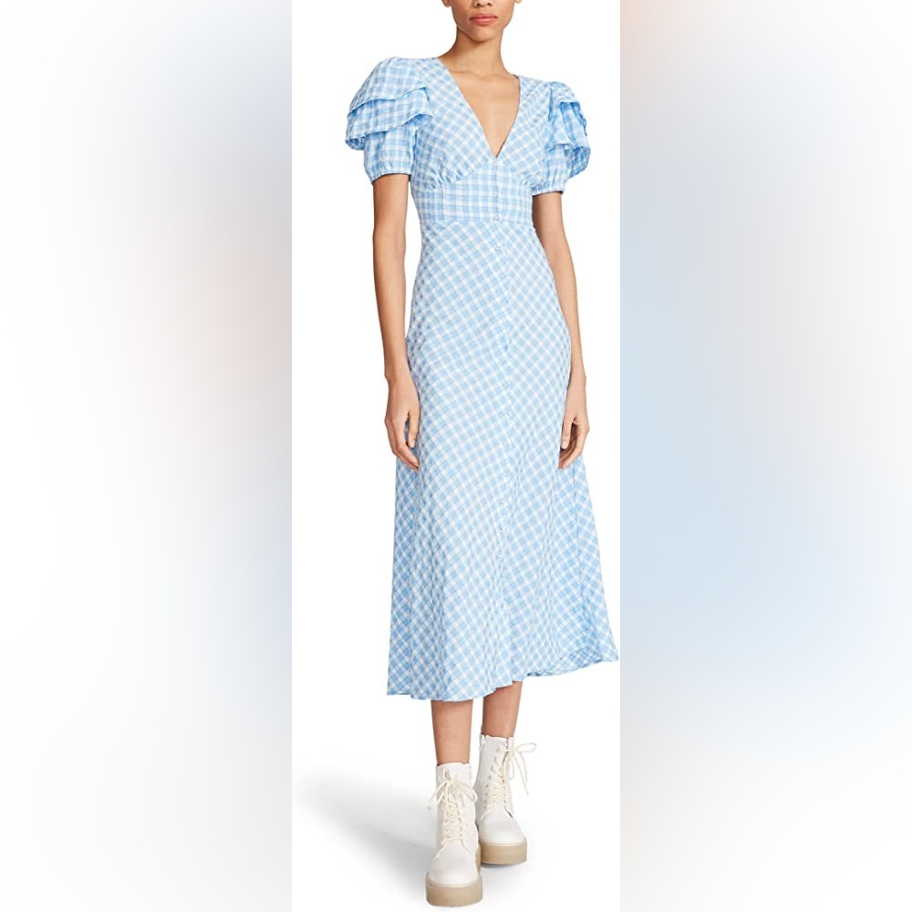 Betsy Johnson Blue Gingham Maxi Dress NWT